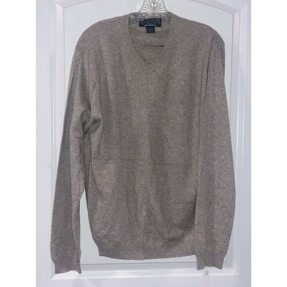 Men’s Medium 100% Cashmere V-Neck Sweater Beige Fashion Elements MED - Picture 2 of 2